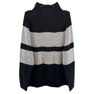 BANANA REPUBLIC Italian Wool Blend Mock Neck Tunic Sweater • XL • black, gray
